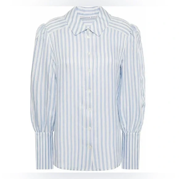 Veronica Beard Blue and White Striped Button Down Shirt - Picture 3 of 8
